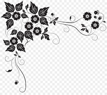 Valentines Day Heart Clip art - Black French Floral Border PNG picture 