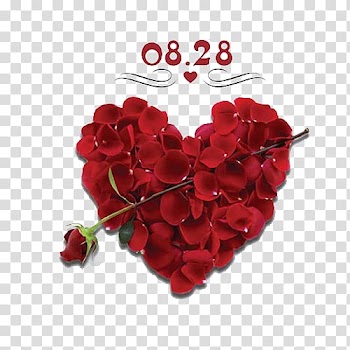 Valentines Day Heart Flower Petal Gift, Qixi rose transparent background PNG clipart