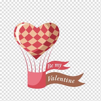 Valentines Day Heart Illustration, Heart-shaped hot air balloon transparent background PNG clipart
