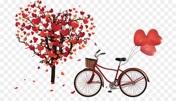 Valentines Day Heart Illustration - Vector bicycle and The Giving Tree 