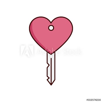 valentines day key with heart design