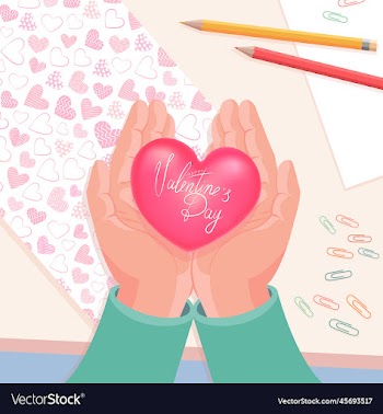 valentines day male hands with a heart