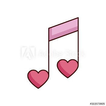 valentines day note music with hearts design