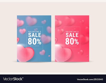 Valentines day sale card with heart shaped balloo vector image