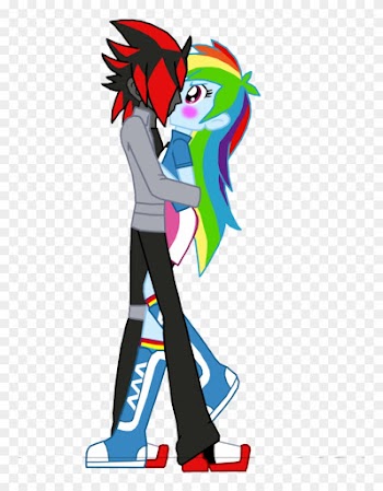 Valentines Day Shadow X Rainbowdash Kiss By Mergedzamasuva - Shadow The Hedgehog In Equestria Girls