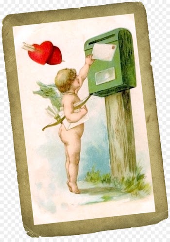 Valentines Day Vintage Valentines Greeting card Cupid Clip art - Cupid letters card 