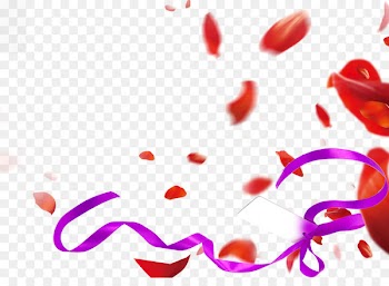 Valentines Day White Day Petal Poster - Floating petal purple ribbon 