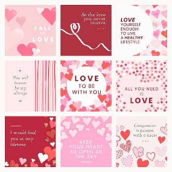 Valentines post set template, pink | Free Vector - rawpixel
