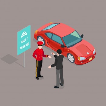 Valet parking service composition Free Vector