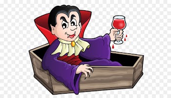 Vampire Illustration - Haunted Vampire in Coffin Clipart 