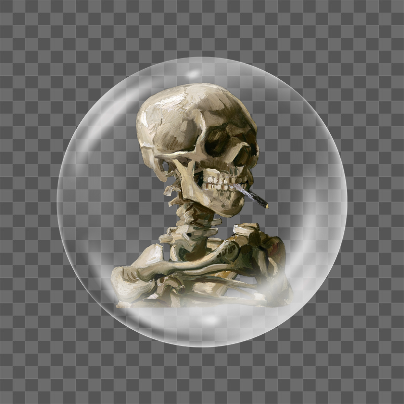 Van Gogh png smoking skull | Free PNG - rawpixel