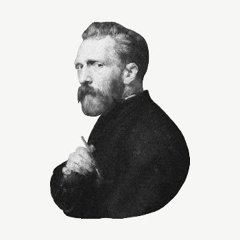 Van Gogh portrait, greyscale collage | Free PSD Illustration - rawpixel