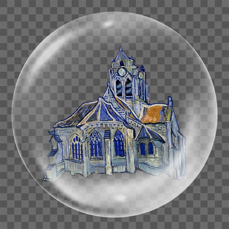 Van Gogh's church png sticker | Free PNG - rawpixel