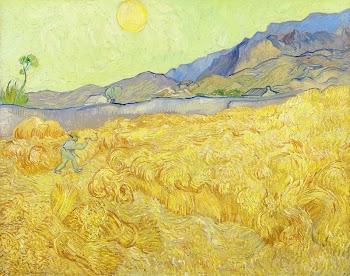 Van Gogh's Wheatfield with a reaper | Free Photo Illustration - rawpixel