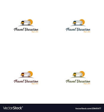 Van travel vacation creative logo vector image