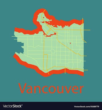 Vancouver city plan detailed flat map vector image