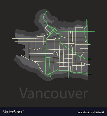Vancouver city plan detailed flat map vector image