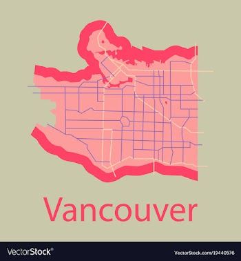 Vancouver city plan detailed flat map vector image