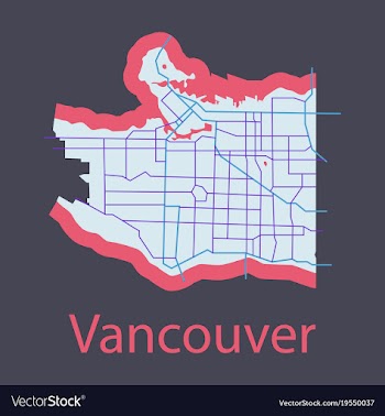 Vancouver city plan detailed flat map vector image