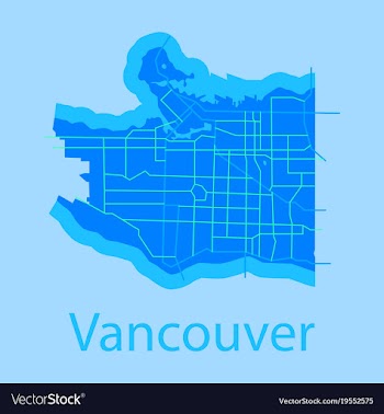 Vancouver city plan detailed flat map vector image