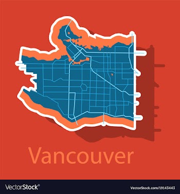 Vancouver city plan detailed sticker map vector image