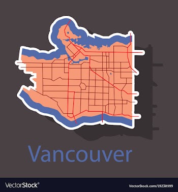 Vancouver city plan detailed sticker map vector image