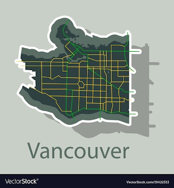 Vancouver city plan detailed sticker map vector image