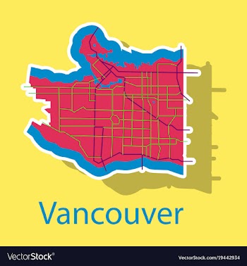 Vancouver city plan detailed sticker map vector image