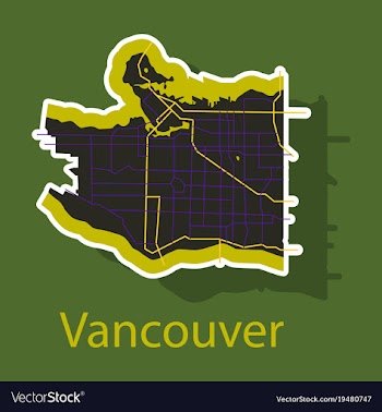 Vancouver city plan detailed sticker map vector image