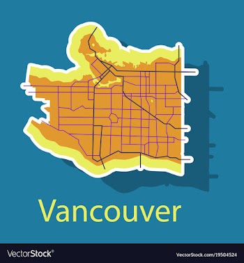 Vancouver city plan detailed sticker map vector image