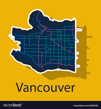 Vancouver city plan detailed sticker map vector image