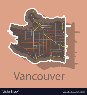 Vancouver city plan detailed sticker map vector image