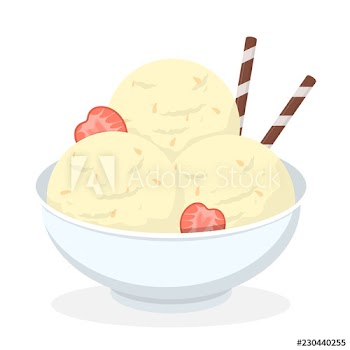 Vanilla ice cream as a cold summer dessert