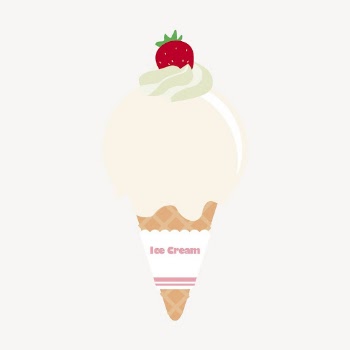 Vanilla ice-cream cone clipart, cute | Free Photo - rawpixel