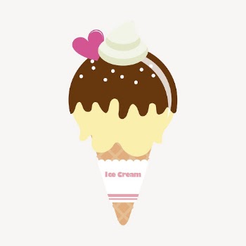Vanilla ice-cream cone clipart, cute | Free Vector - rawpixel