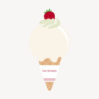 Vanilla ice-cream cone collage element, | Free PSD - rawpixel
