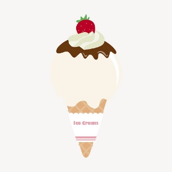 Vanilla ice-cream cone collage element, | Free PSD - rawpixel