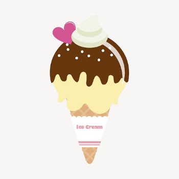 Vanilla ice-cream cone collage element, | Free PSD - rawpixel