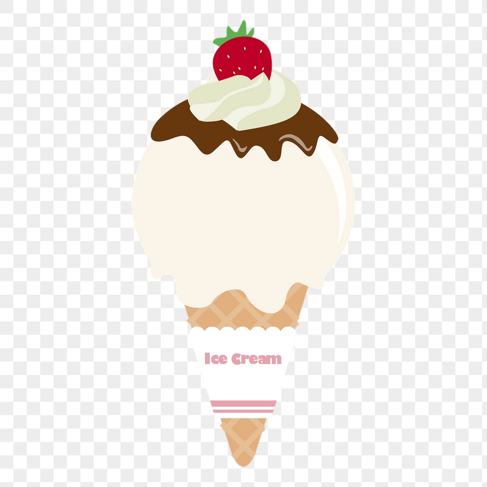 Vanilla ice-cream png cone sticker, | Free PNG - rawpixel