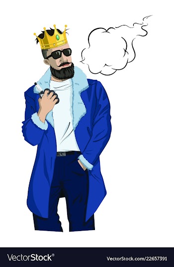 Vaping hipster with a crown vector image