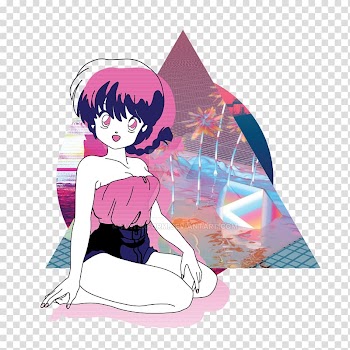 Vaporwave Anime Aesthetics Sticker, Anime transparent background PNG clipart