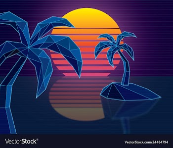 Vaporwave palms vector image