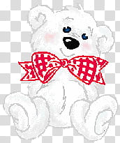 Variados, white bear with red ribbon illustration transparent background PNG clipart