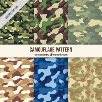 Variety of camouflage patterns Free Vector