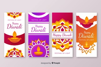 Variety of designs for diwali instagram stories Free Vector