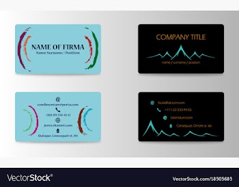 Variety of detailed horizontal business cards on vector image