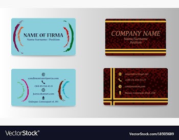 Variety of detailed horizontal business cards on vector image