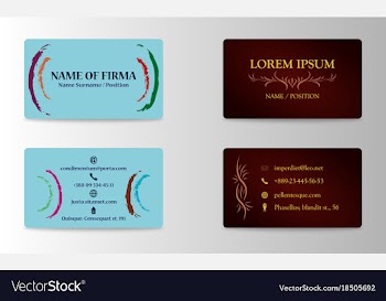 Variety of detailed horizontal business cards on vector image