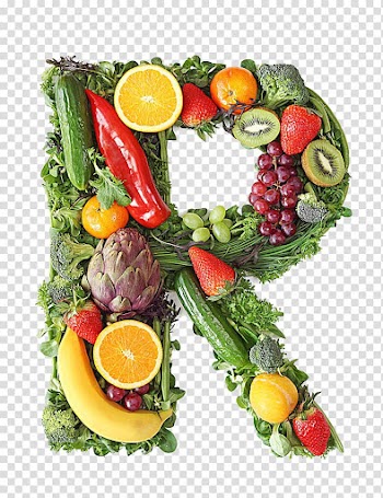 Variety of vegetable and fruits, Alphabet Fruit Letter Vegetable, Fruit trademark creative letter R transparent background PNG clipart