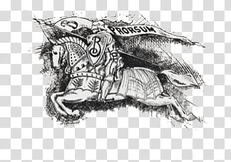 Variouns s, knight on horse holding Prorsum banner sketch transparent background PNG clipart